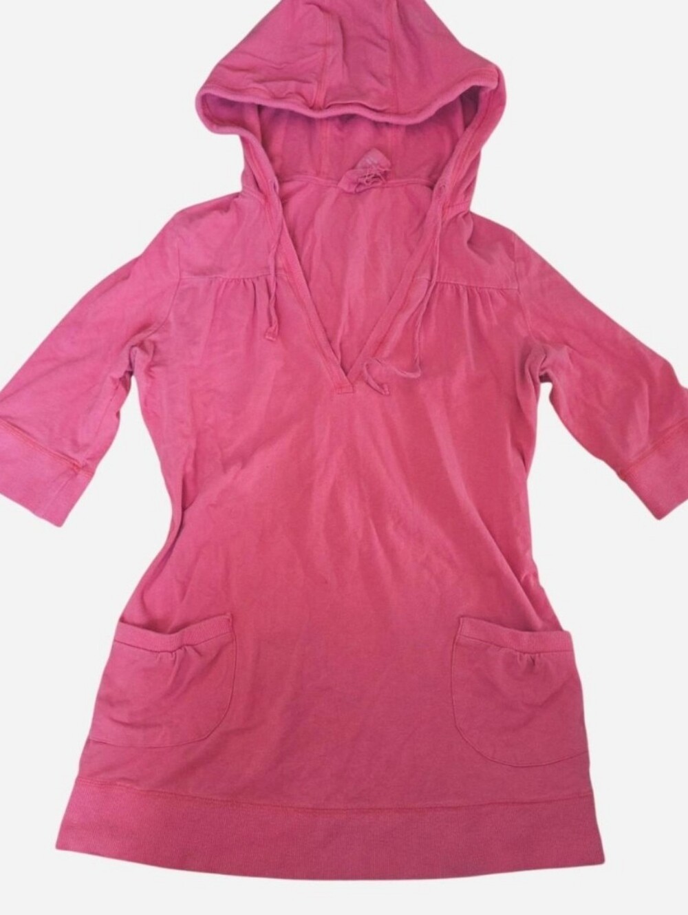 Garage 2000s Pink Cotton Vneck Hoodie